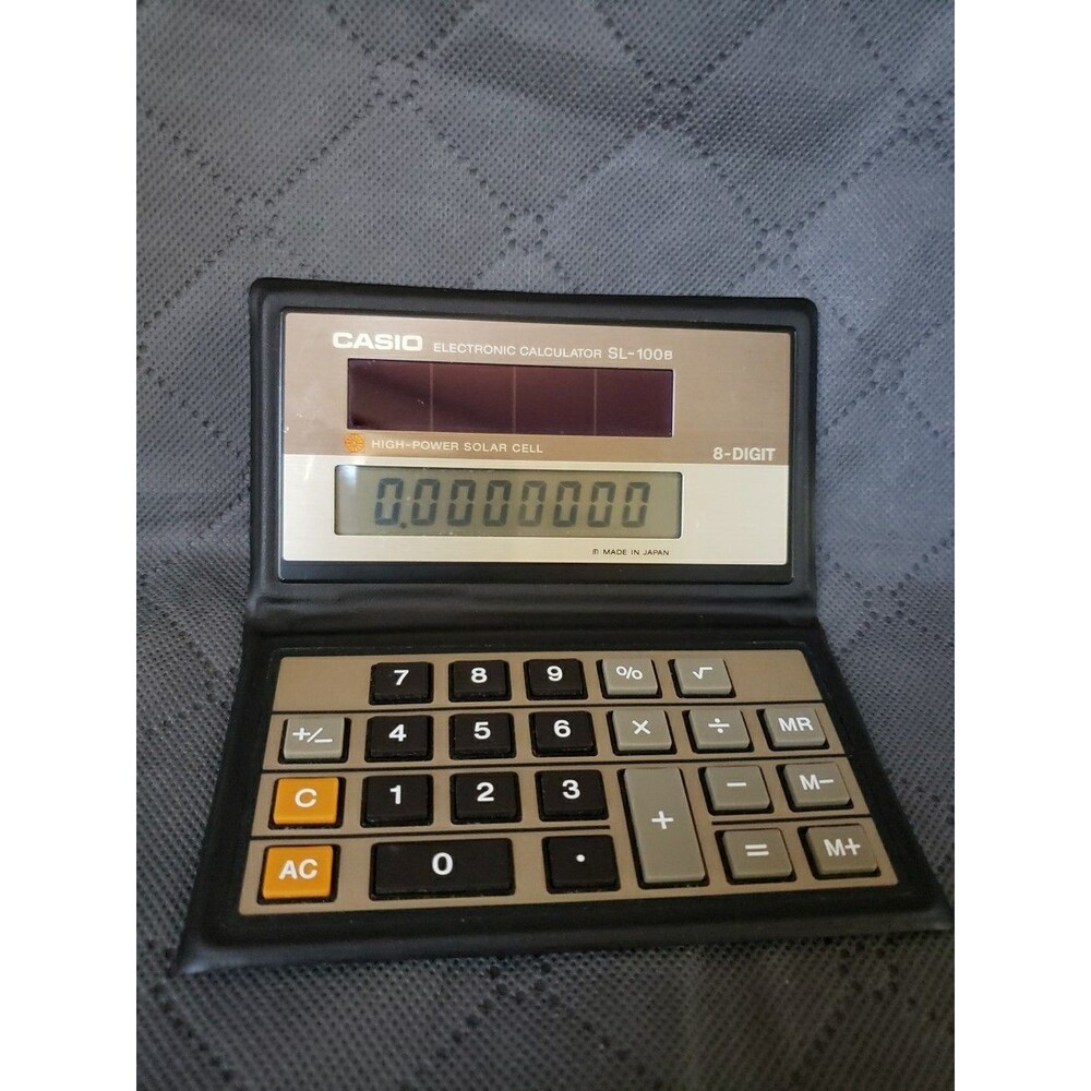 VTG Orig. 80s CASIO Electronic High-Power Solar Cell Calculator SL-100 8-Digit